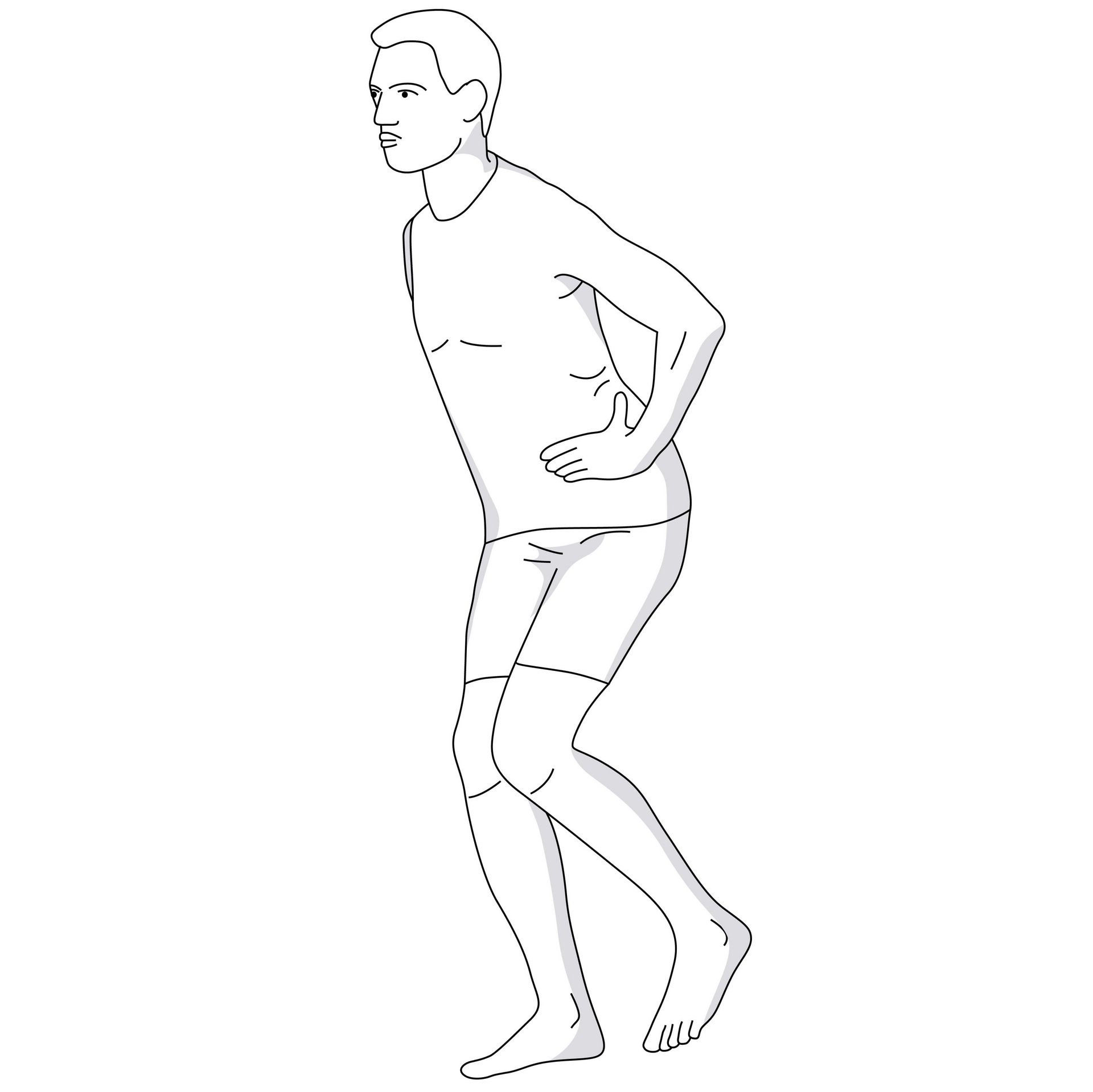 Weergave van de knie-oefening "balanceren op één been". Met het balanceren op één been verbeter je je evenwicht en je kniestabiliteit doordat je de hele been- en rompmusculatuur versterkt.