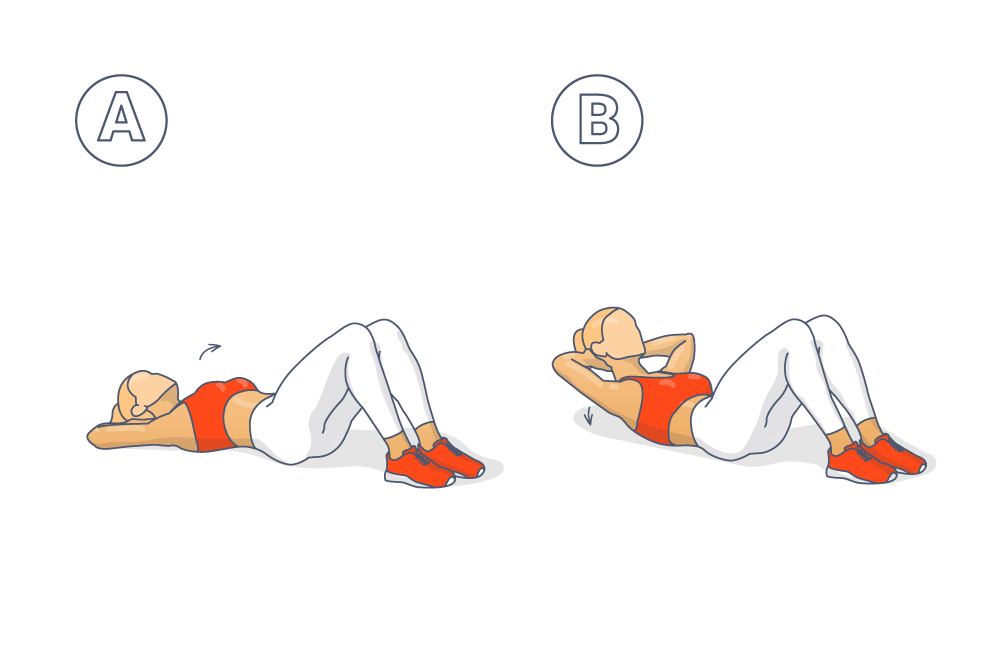 Afbeelding instructies voor crunches als tekening