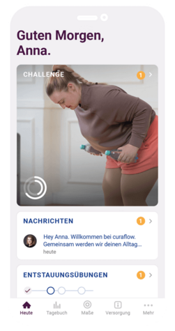 Illustratie van een smartphone met de Bauerfeind curaflow-app.