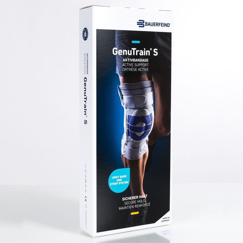 Productverpakking van Bauerfeind GenuTrain S scharnierkniebrace.