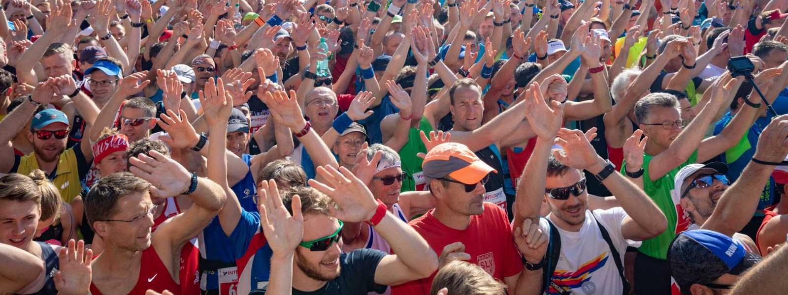 Snapshot van lopers van de racerun voor de start