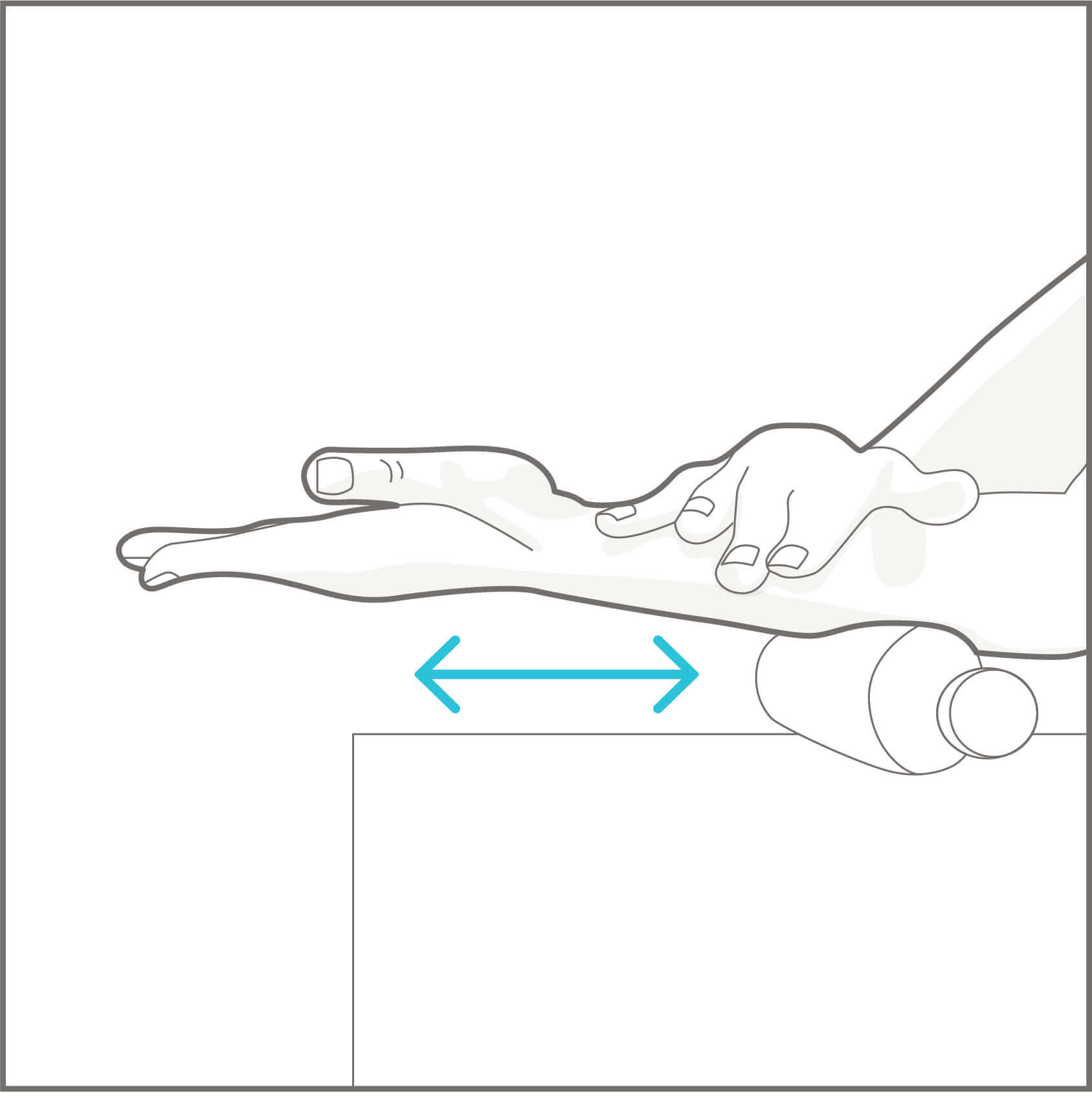 Illustratie van polsoefening 4: onderarm uitrollen.