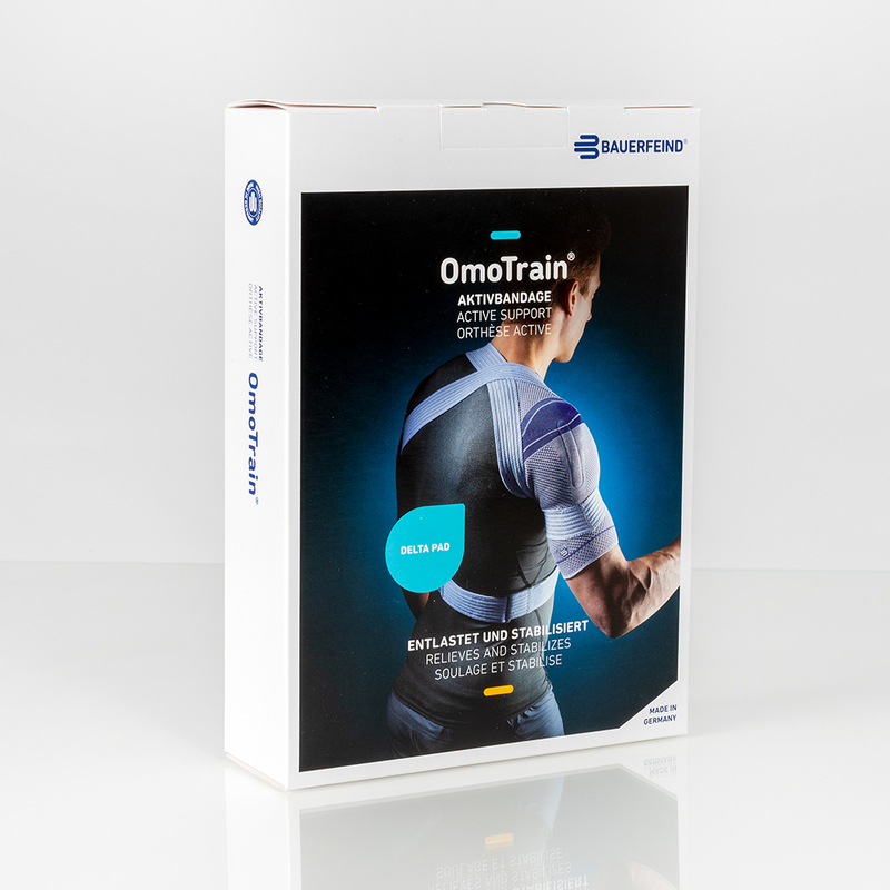 Productverpakking van Bauerfeind OmoTrain schouderbrace.