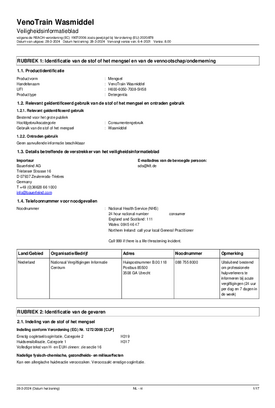 Wasmiddel Veiligheidsinformatieblad
