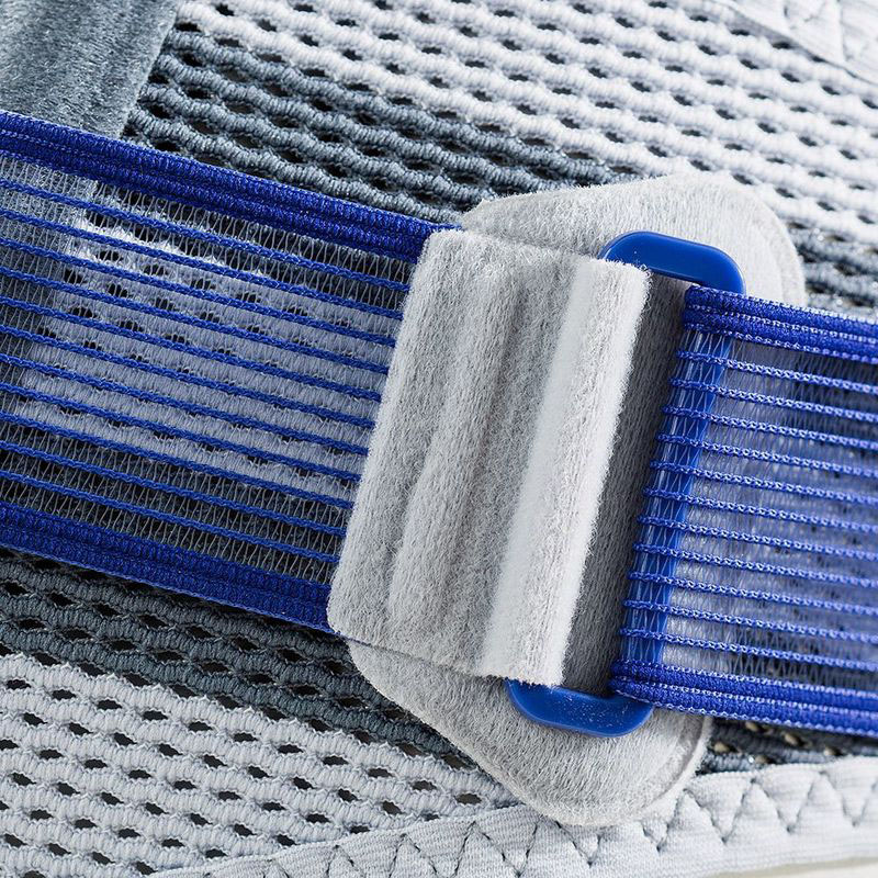 Close-up van Bauerfeind SacroLoc rugbrace met ondersteunend bandsysteem.